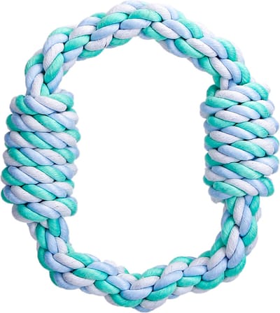 Nobleza Hondentouw Ring - Trektouw en Flostouw voor Honden - Kauwspeelgoed en Apporteerspeelgoed - Lichtblauw