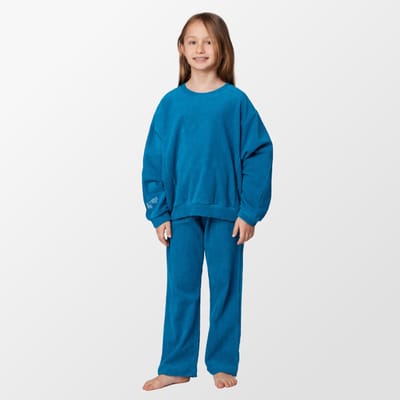 Woody, Pyjama - Groenblauw Velours - 8 jaar