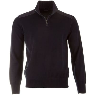 Paul & Shark Trui Wool Half Zip Denim Contrasts Navy / male