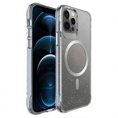 imoshion Hoesje - Geschikt voor Apple iPhone 12 Pro / 12 - Glitter Backcover geschikt voor MagSafe 2.0 - Zilver
