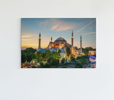 Canvas Schilderij - Istanbul - Moskee - Ayasofya - Hagia Sophia - Wanddecoratie - 60x40 cm