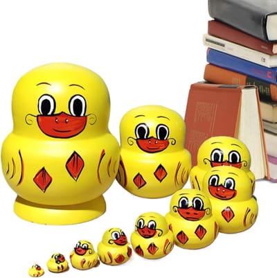 Matroesjka Poppen - Nestpoppen Houten - Decoratie Huis - Traditioneel Handbeschilderd - 10 Stuks - Multicolor