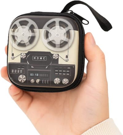Vintage Blik Coin Purse – Schattig Metalen Mini Portemonnee met Sleutelhanger – Radioprint Variant