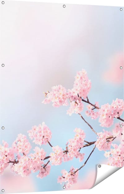 Gards Tuinposter Roze Bloesem Bloemen - 90x120 cm - Tuindoek - Tuindecoratie - Wanddecoratie buiten - Tuinschilderij