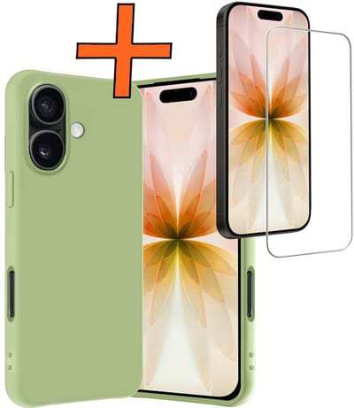 Hoes - Met Screenprotector - Geschikt voor Apple iPhone 17 - Sterk & Shockproof - Back Cover - Siliconen Case - Telefoon Hoes - Groen