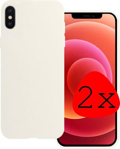 Hoes Geschikt voor iPhone X Hoesje Siliconen Back Cover Case - Hoesje Geschikt voor iPhone X Hoes Cover Hoesje - Wit - 2 Stuks
