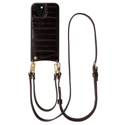 Selencia Hoesje - Geschikt voor Apple iPhone 15 - Real Leather Backcover met Pashouder - Dark Chocolate