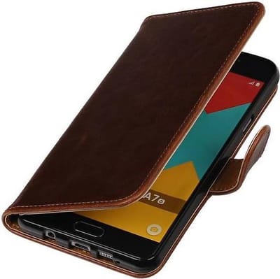 Zakelijke Book Case Telefoonhoesje Geschikt voor de Samsung Galaxy A7 (2016) A710F - Portemonnee Hoesje - Pasjeshouder Wallet Case - Mocca