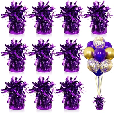 Dailygoods - Ballongewicht voor heliumballonnen, 10 stuks, ballongewichten, paars, 170 g/stuk, ballongewichten met folie, voor bruiloft, feest, verjaardag, ballondecoratie