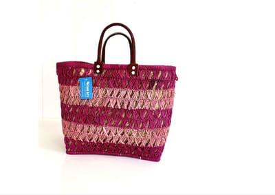 Roze rieten strandtas - Gone Arty, Roze rieten tas, Rieten tas, Strandtas, Roze tas, Handtas, Shopper