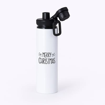 Hacebo® - Kerst merry christmas waterfles met draaidop zwart - Kerstmis - Kerst beker - winter - kerst - christmas - kerst cadeau - water fles - 850ML