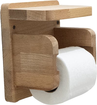 Industrial Living Wc rolhouder - Toiletrolhouder - wcrolhouder - Met plankje - Hout - Zwart