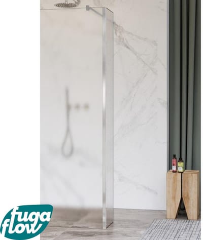 FugaFlow Eccelente Vetro zijwand - 30x200cm - mat glas - 8mm - met hoekprofiel - chroom -