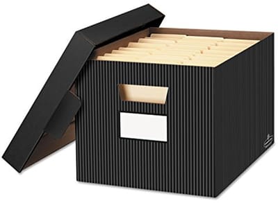 Decoratieve Medium-Duty Opbergdozen voor Bestanden - 4 Pack, Snelle Montage, Zwart/Grijs Pinstripe