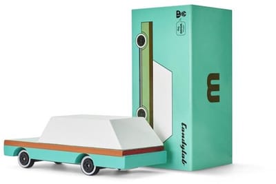 Candycar World: WAGON Teal (F240) 8,9x4,1x3cm, wooden diecast, magnetic, in giftbox, 3+