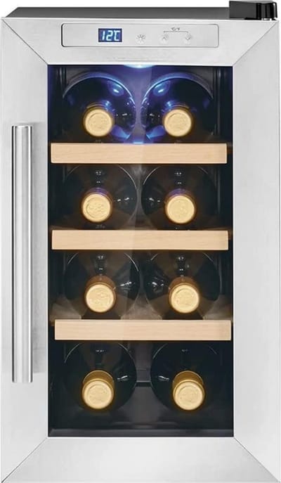 SAVI®Professionele Horica Minibar Koeling – Wijnkoelkast 23L – Flessenkoelkast met Glazen Deur - Zilver - ‎31cm x 54cm x 52cm