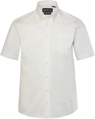 STHUGE - Heren - Overhemd halflange mouwen buttondown-kraag boxy fit - Sneeuwwit - Maat 3XL
