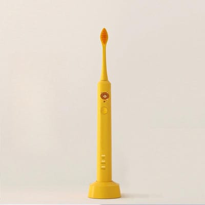 Brosse à Dents Électrique pour Enfants Mignonne Dessin Animé Poils Doux Minuterie Intelligente Chargement Sonique Brosse à Dents pour Enfants Qualité Professionnelle yellow