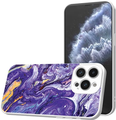 Smartphonica Telefoonhoesje Geschikt voor iPhone 11 Pro met Paars Goud Marmer opdruk - TPU Back Cover Case Purple Gold Marble Design - Wit geschikt voor iPhone 11 Pro