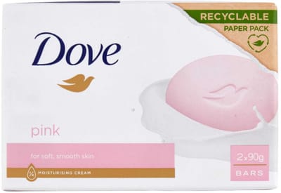 Dove Pink Beauty Bar 2x90g – Hydraterende Crème Zeep met ¼ Voedende Crème