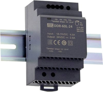 Mean Well DDR-60L-12 DIN-rail DC/DC-converter 12 V/DC 5 A 60 W Aantal uitgangen: 1 x Inhoud: 1 stuk(s)