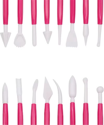 CHPN - Taart Modelleerset - Taartdecoratie gereedschap - Bakken - Taart modelleren - Rood/wit - 8-delig - 2-zijdig - Patisserie - Bakkers - Cake molding