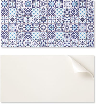 Zelfklevende grafische decoratie voor kantoor of studeerkamer, 100x50 cm, mozaïekpatroon met bloemen.