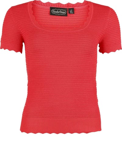 Voodoo Vixen Scalloped-Edge Scoop-Neck Dames T-shirt - roze - L