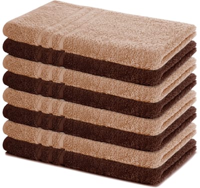 Lavea® Set van 8 Handdoeken 50x100 cm, 100% Katoen – Zacht en Absorberend – Perfect als Handdoek voor Thuis en Hotel – Cappuccino en Koffiebruin