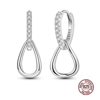 Oorringen met hanger - 925 zilver - zirkonia - ook zonder hanger te dragen - buddha stijl