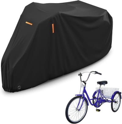 190T Driewielerhoes voor volwassenen - Opberghoes voor driewielers en fietsen voor buiten - Zwarte stofwerende fietshoes - Geschikt voor mountainbikes en racefietsen - Stof- en winddicht - 190 x 76 x 112 cm
