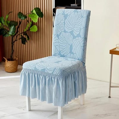1/2/4/6 pièces Housse de Chaise de Salle à Manger Jacquard Feuilles avec Jupe Housse de Chaise Extensible pour Mariage Banquet Fête Housse de Siège Maison 2pcs