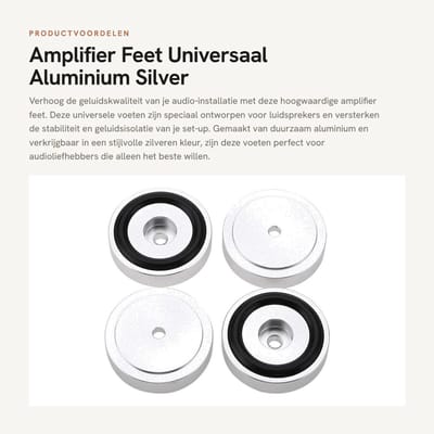 Dailygoods - Amplifier Feet - Universaal - Aluminium - Silver - Geluidsisolatie - Ideaal voor luidsprekers - 4 stuks