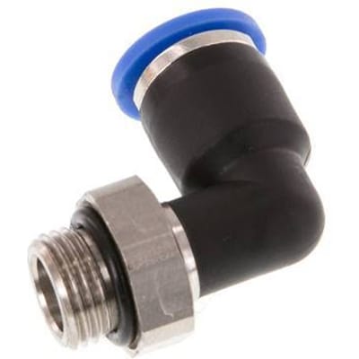 6mm x G1/8'' 90 graden L-verbinding Messing/PA 66 Insteekfitting Buitendraad Draaibaar NBR [2 Stuks]