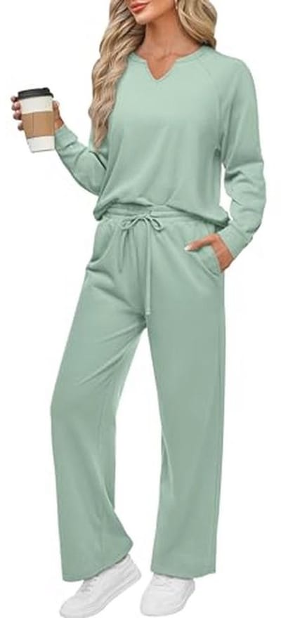 Dames V-hals Activewear Lounge Wear Set Tweedelige Outfit