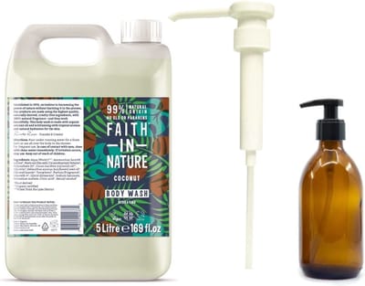 FAITH IN NATURE - Body Wash Coconut Refill 5 Liter - met pomp - nu met GRATIS glaze refill fles 500ml