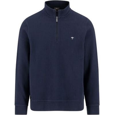 Fynch-Hatton Trui Troyer Zip Fine Structure Interlock Navy / male