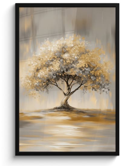 Poster in lijst - Fotolijst 60x90 cm - Posters - Schilderij - Boom - Abstract - Bladeren - Posterlijst zwart - Decoratie - Wanddecoratie woonkamer - Muurdecoratie slaapkamer