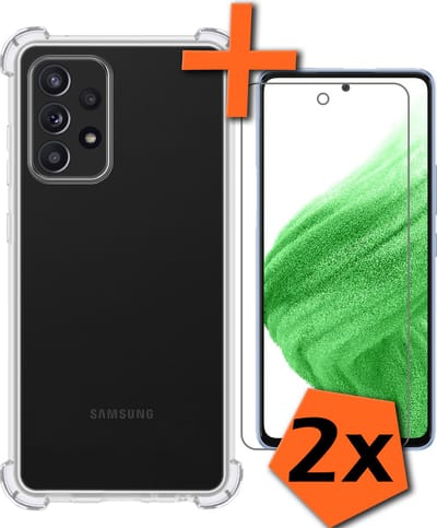 Hoes - Met Screenprotector - 2 Stuks - Geschikt voor Samsung Galaxy A53 - Sterk & Shockproof - Siliconen Case - Back Cover - Telefoon Hoes - Shock Proof - Transparant