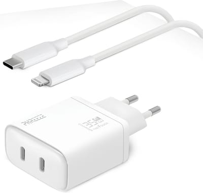 usb C oplader 35w 2 poorten geschikt voor iPhone + Lightning naar usb-C kabel - Snellader geschikt voor iPhone - Usb C stekker geschikt voor iPhone 14/13/12/11