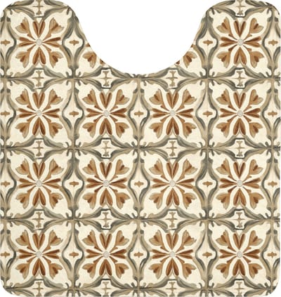 WC mat met uitsparing 55x60 cm - Antislip - Siertegel - Patroon - Bruin - Toiletmat met uitsnijding - Vloermat - Douchemat - Toilet tapijt - Toiletmatten