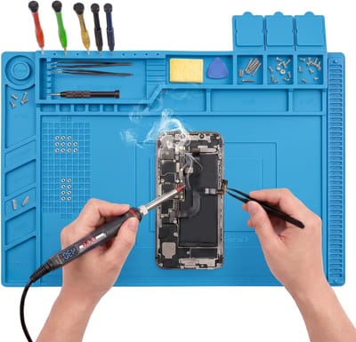 Anti-Statistische Soldermat 45 x 30 cm met Schaal en Schroefpositie voor Reparatie van Elektronische Componenten en Circuitborden, Ideaal voor Hobbyisten en Professionals