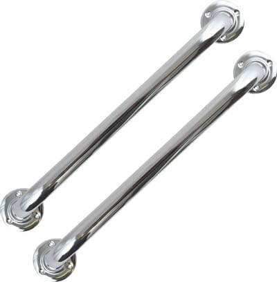 MSV Badkamer/douche wand/muur handgreep - 2x - rvs metaal - zilver - 30 cm - Extra houvast beugel