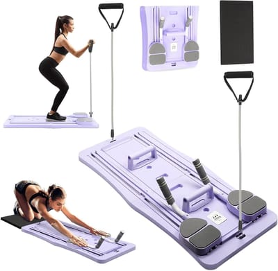 Opvouwbaar Pilatesbord - Fitness Plank - Thuis Trainen - 5-in-1 Multifunctioneel - 99x41x6.5cm - Paars