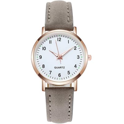Mode dames luxe lederen band analoog quartz horloge Lichtgevend dameshorloge white