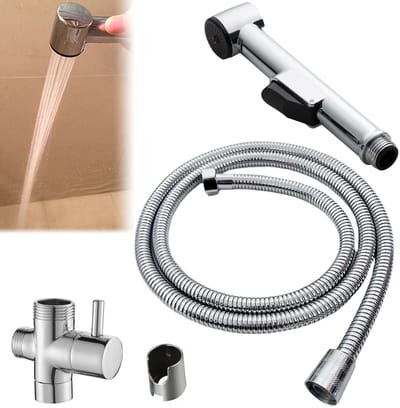 Dailygoods - Draagbare toiletdouche - 150 cm doucheslang - Ideaal voor persoonlijke hygiëne - Zilver - Luierreiniging - Geschikt voor badkamer - Model...