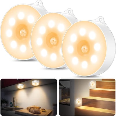 Nachtlampje met Bewegingssensor en Automatische Aan/Uit Functie voor Kebke, Slaapkamer en Trap - Warm Wit, 3 Stuks