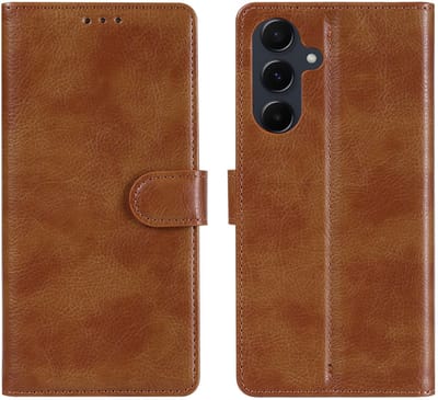 Ntech Hoesje Geschikt voor Samsung Galaxy A17 Hoesje Bruin - met Pasjeshouder en Standaardfunctie – bookcase Portemonnee