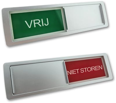 CombiCraft schuifbordje met "Vrij-Niet Storen" in zilver 178 x 50 mm - per 1 stuk