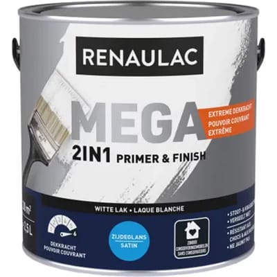 Renaulac Houtlak Mega - Zijdeglans - Wit - 2,5l